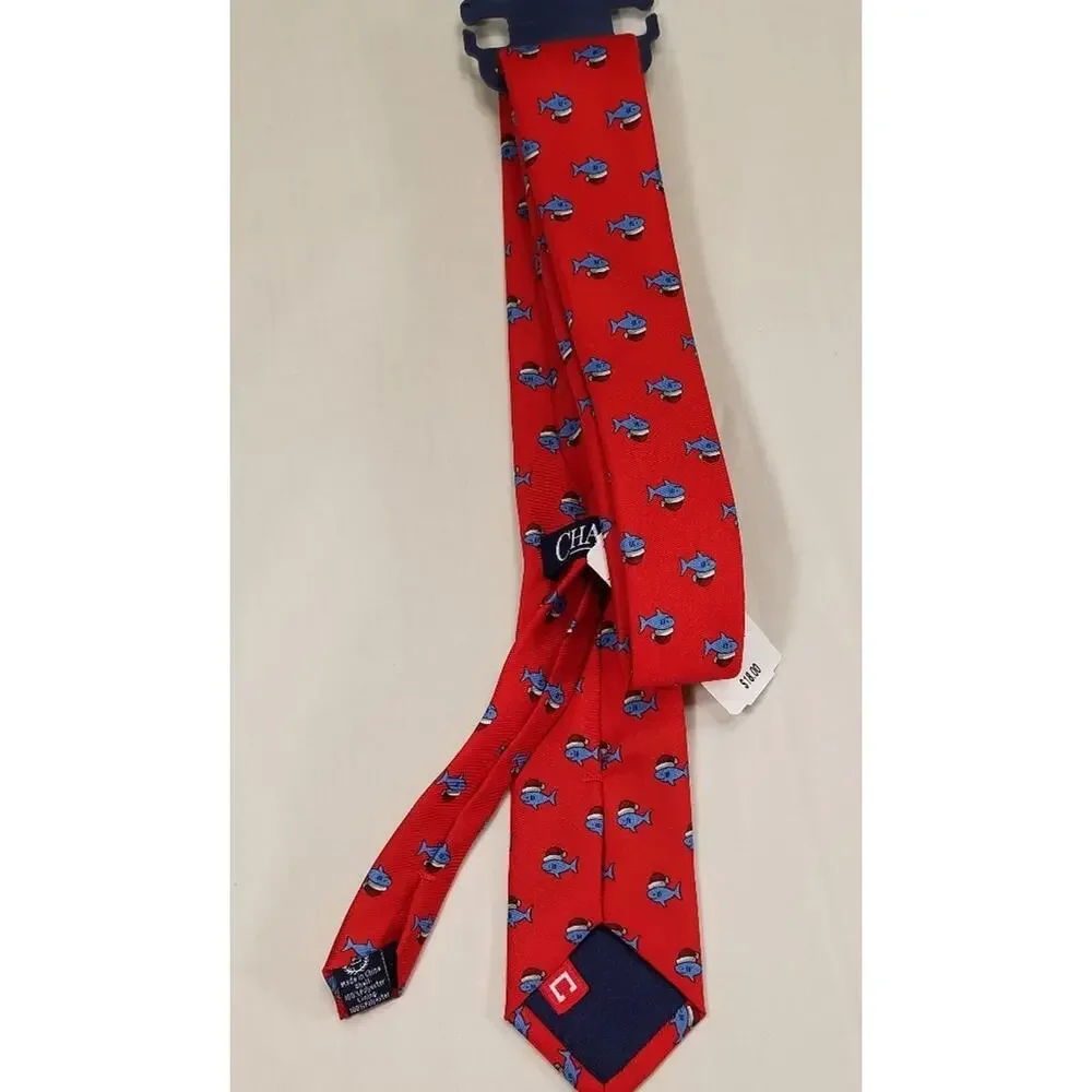 Chaps Kids Holiday/Christmas Red Tie With Conway Baby Shark With Santa's Hat New